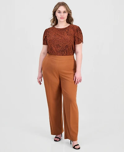 Anne Klein Essentials Plus High Rise Straight Leg Pants