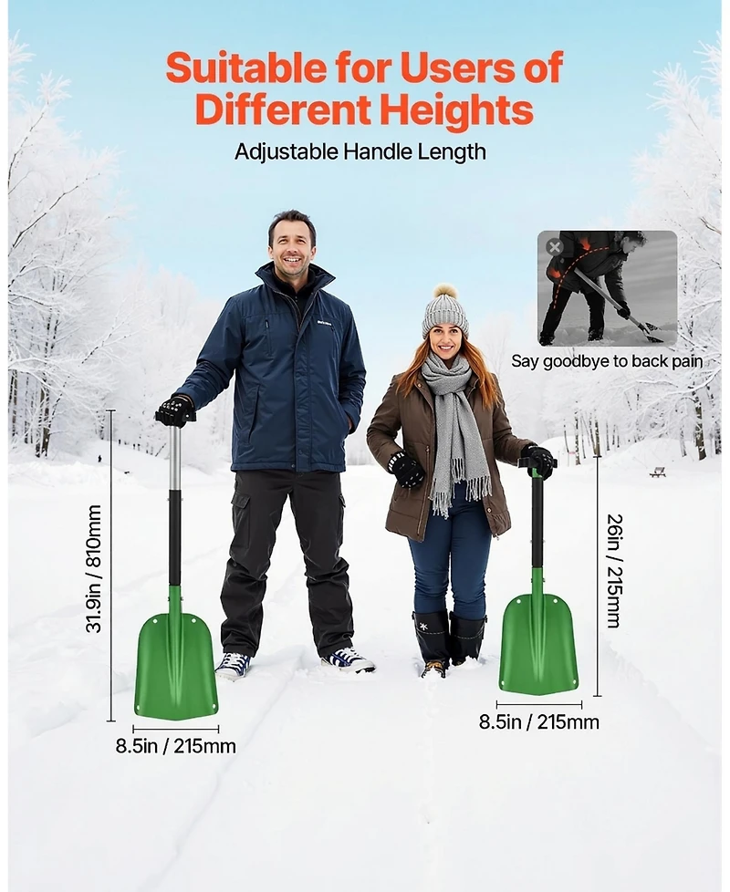 Skonyon Aluminum Alloy Snow Shovel with T-Handle for Driveway Snow Removal