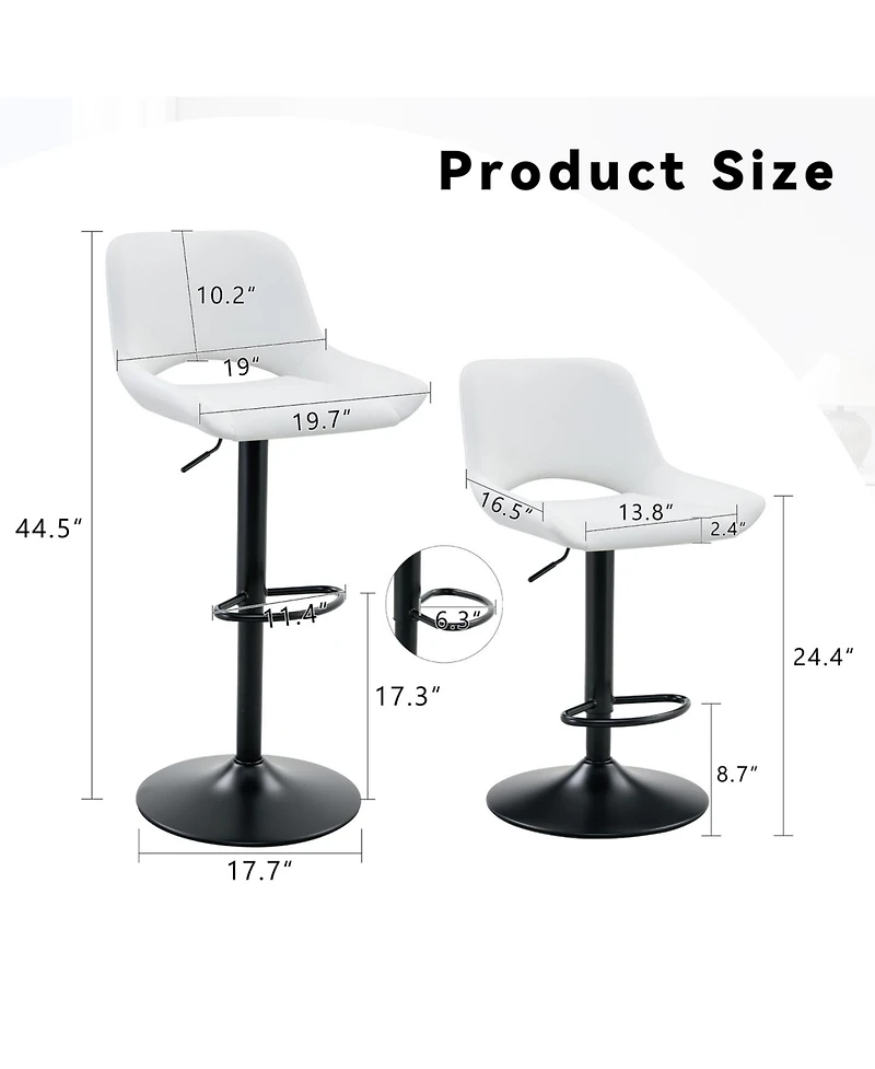 Rainsken Swivel Bar Stools Set of 2, with Linen Fabric Cushion, Metal Leg Kitchen Island Chairs, Holds Up to 250 lbs, for Restaurant, Dining Room