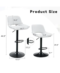 Rainsken Swivel Bar Stools Set of 2, with Linen Fabric Cushion, Metal Leg Kitchen Island Chairs, Holds Up to 250 lbs, for Restaurant, Dining Room
