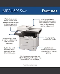 Brother MFCL5915DW Business Monochrome Aio Copy/Fax/Print/Scan Laser Printer