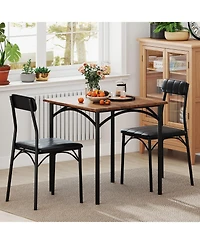 Slickblue 3 Piece Dining Set Square Table with 2 Chairs Compact Design