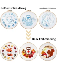 Gnuadz 3 Set Animal Embroidery Kits Beginners Diy Needlepoint