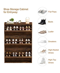 Homfan Shoe Cabinet with Flip Drawers, Hidden Shoe Storage Organizer for Entryway
