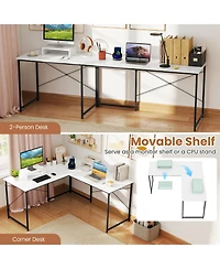 Slickblue 95 Inch L-Shaped Computer Desk with Monitor Stand Reversible