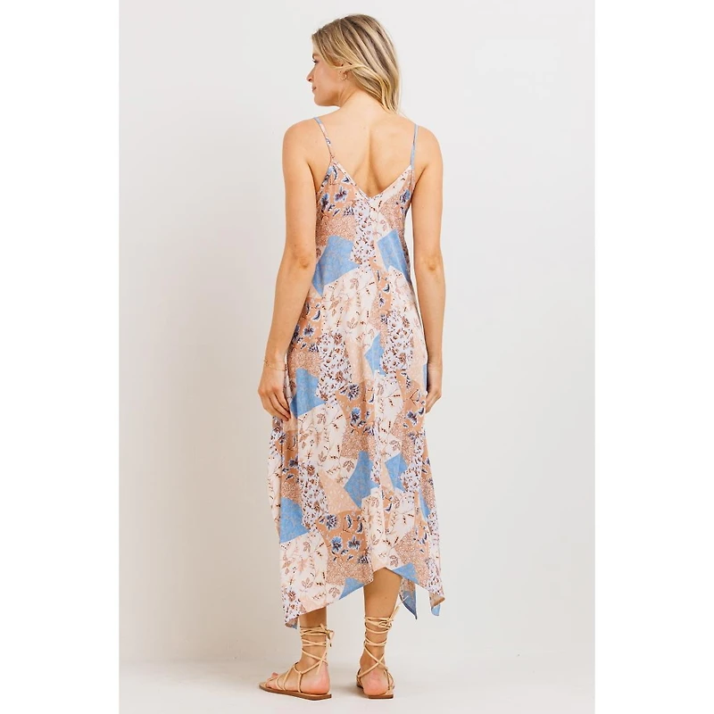 Hello Miz Maternity Floral Midi Dress with Spaghetti Strap and Pockets