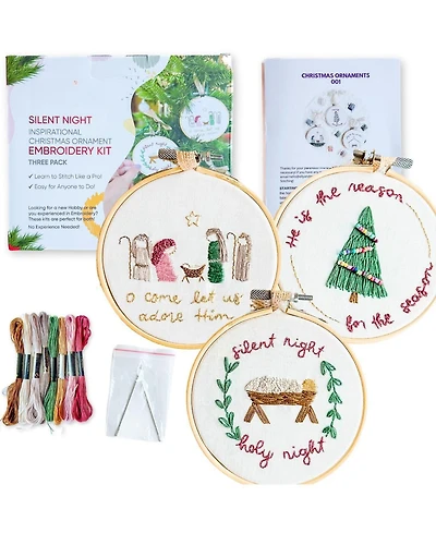Gnuadz Elly Grace Embroidery Kit Hoop Beginners Adults Thread Silent Night