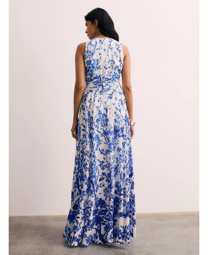 The Fold Women's Oria Floral Print Silk Maxi Dress
