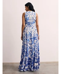 The Fold Women's Oria Floral Print Silk Maxi Dress