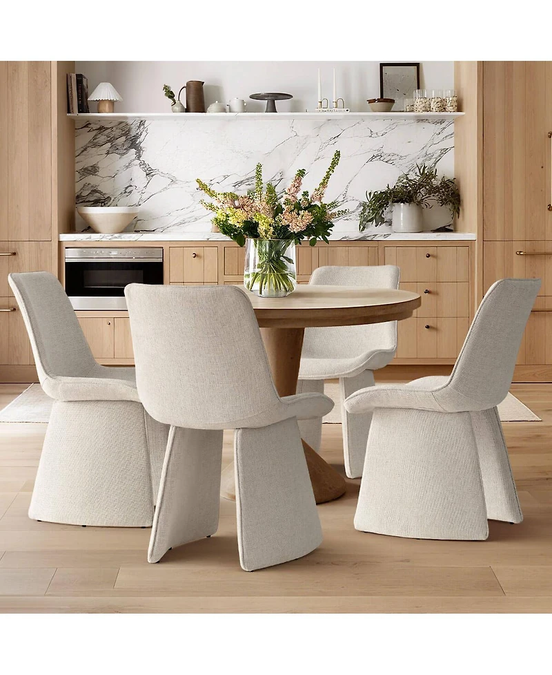 Maison Boucle Modern Upholstered Dining Chairs Set of 2, Curved Back, Armless