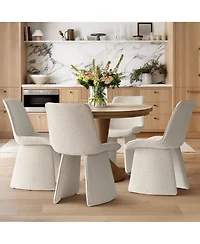 Maison Boucle Modern Upholstered Dining Chairs Set of 2, Curved Back, Armless