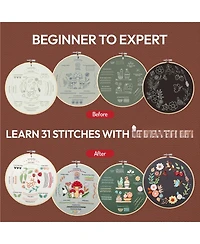 Gnuadz 4-piece Embroidery Kit Beginners Simple Patterns 31 Stitches