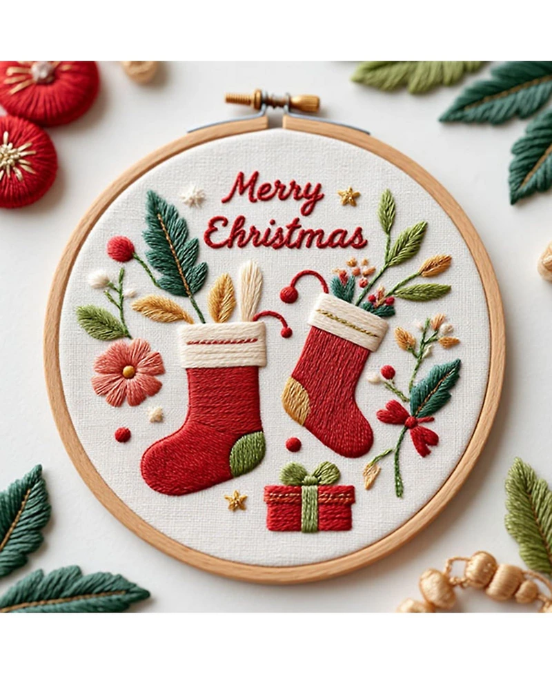 Gnuadz 3 Sets Christmas Embroidery Kit Beginners Santa Tree Pattern Diy Gift