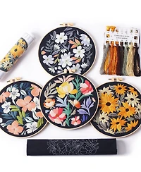 Gnuadz 4pieces Embroidery Starter Kit Patterns Instructions Beginner Cross Stitch Plastic Rings Threads