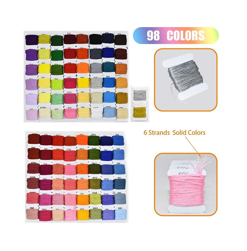 Gnuadz 98 Color Embroidery Floss Cross Stitch Bracelet Thread Kit