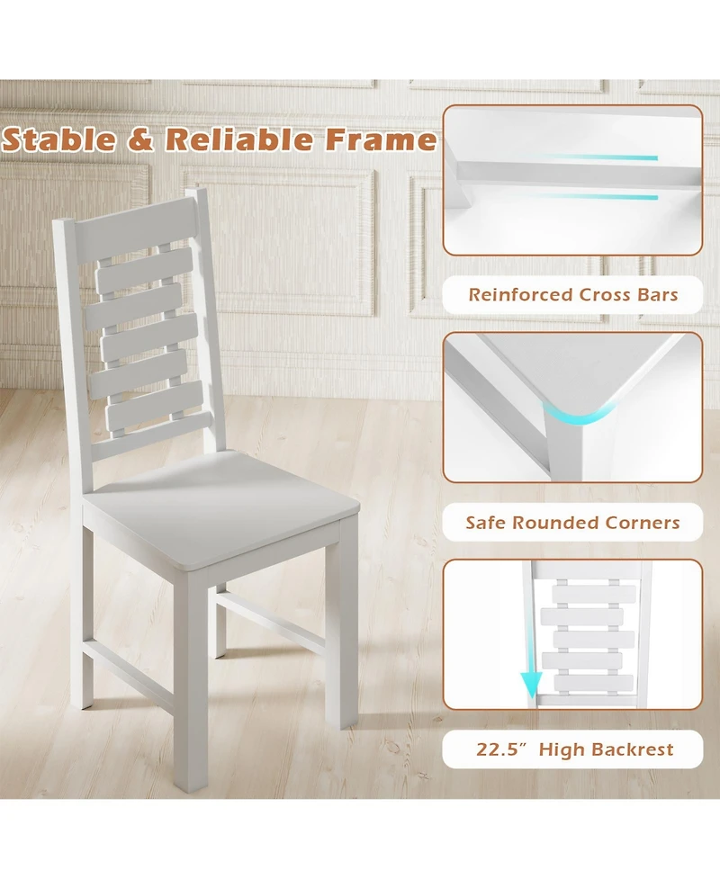 Slickblue Kitchen Dining Chair Set of 2 in Solid Rubber Wood, Durable Wooden Chairs