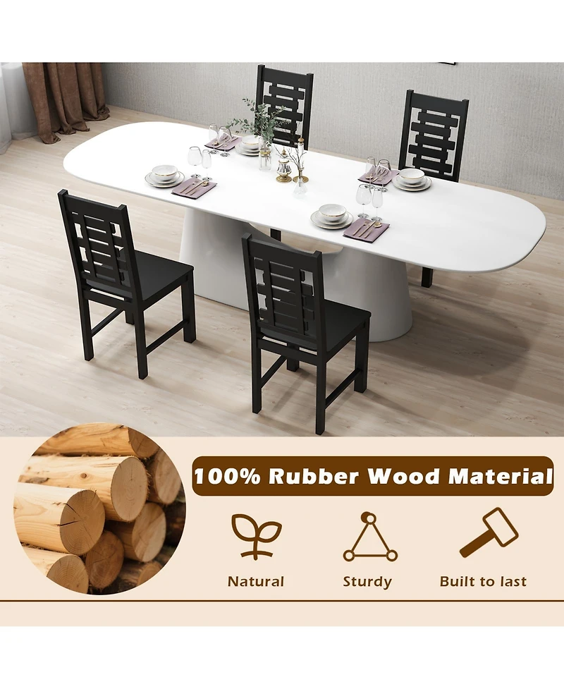 Slickblue Kitchen Dining Chair Set of 2 Solid Rubber Wood, Durable Wooden Chairs