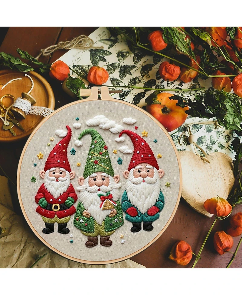 Gnuadz 3 Sets Holiday Embroidery Kit Beginners Hoop Diy Craft