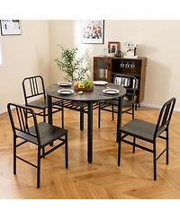 Slickblue Modern 5 Piece Round Dining Table Set with Storage Shelf
