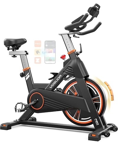 Fed Fitness Light-Commercial Magnetic Exercise Bike, 45LB Flywheel, 100-Level Resistance, 350LB Capacity, 20dB Ultra-Quiet and Large Hd Display