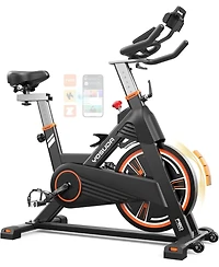 Fed Fitness Light-Commercial Magnetic Exercise Bike, 45LB Flywheel, 100-Level Resistance, 350LB Capacity, 20dB Ultra-Quiet and Large Hd Display