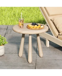Gymax 18'' Round End Table Outdoor Mahogany Wood Side Table with Thickened Board