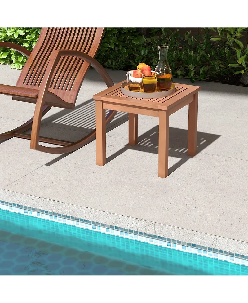 Gymax Outdoor Adirondack Side Table Square End Table Slatted Tabletop