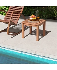 Gymax Outdoor Adirondack Side Table Square End Table Slatted Tabletop