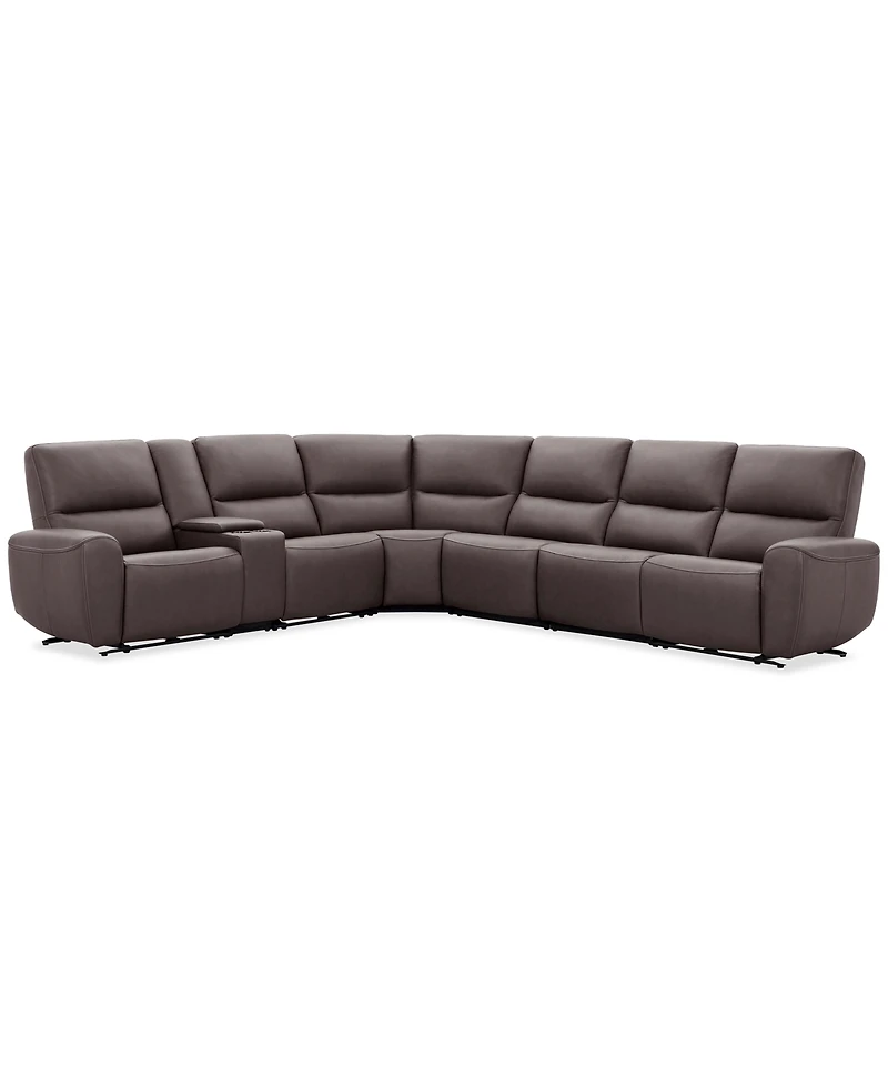 Symond 7-Piece Leather 3 Power Motion Sectional Sofa