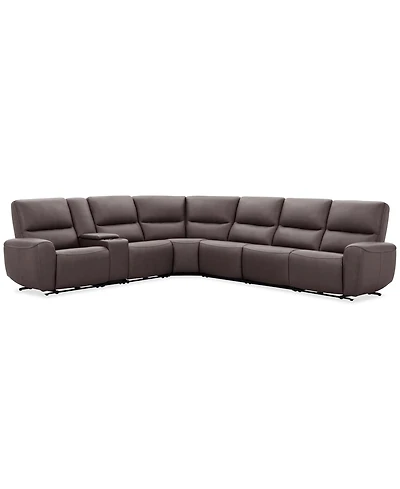 Symond 7-Piece Leather 3 Power Motion Sectional Sofa