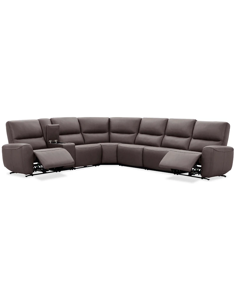 Symond 7-Piece Leather 3 Power Motion Sectional Sofa