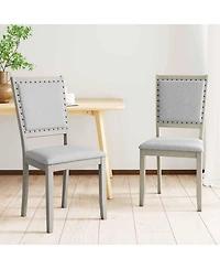 Slickblue Set of 2 Farmhouse Fabric Upholstered Dining Chairs for Kitchen and Dining Room