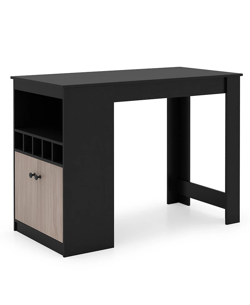 Slickblue Home Bar Table with Wine Rack and Storage Cabinet, Space Saving Kitchen Furniture