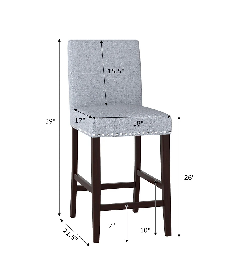 Slickblue Set of 2 Counter Height Bar Chairs with Cushioned Seat and Back Support