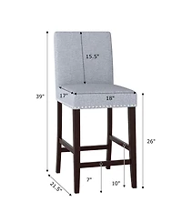 Slickblue Set of 2 Counter Height Bar Chairs with Cushioned Seat and Back Support