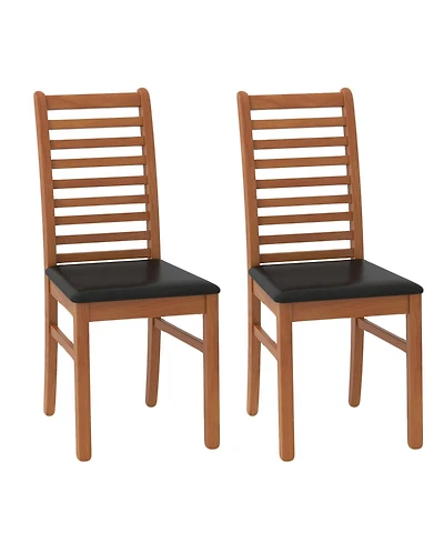 Slickblue Wooden Dining Chair Set of 2 with Rubber Wood Legs for Modern Room Seating