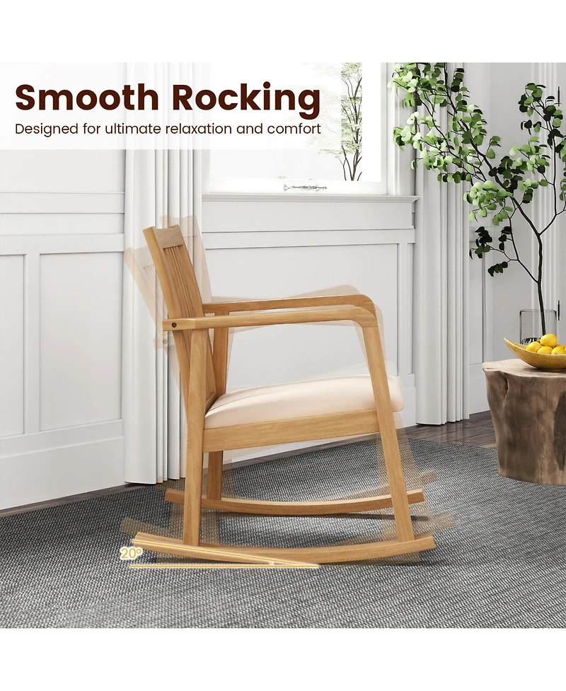 Gouun Solid Wood Outdoor Rocking Chair with Slatted Seat