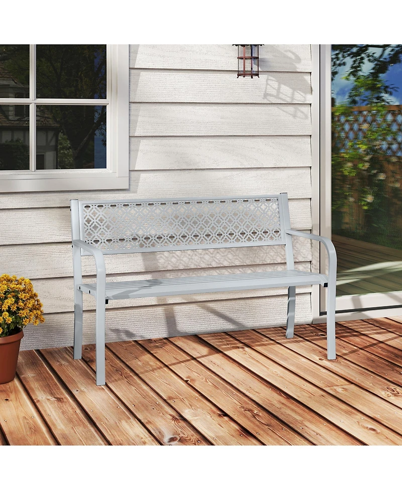 Gouun Steel Frame Patio Bench with Wide Seat