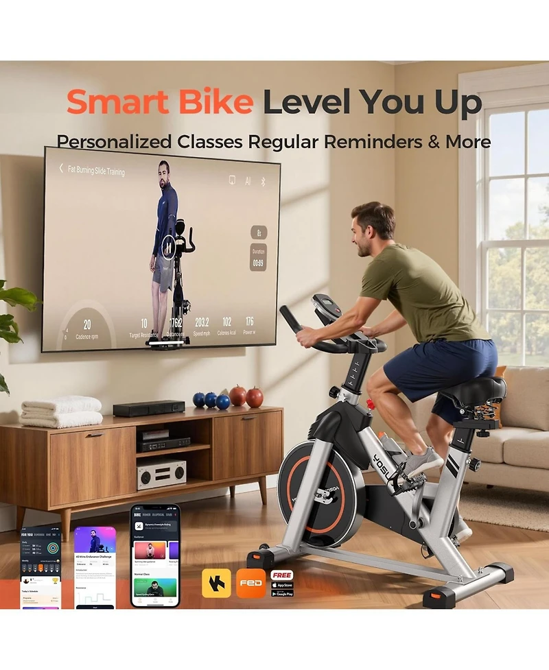 Fed Fitness Magnetic 2.0 Premium Exercise Bike, Ultra-Quiet Strong Magnetic Resistance, 300lb Capacity, Smooth Stationary Bike for Home