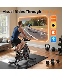 Fed Fitness Light Commercial Exercise Bike, 50LB Flywheel, 100-Level Magnetic Resistance, 400LB Capacity, Bluetooth, 20dB Quiet