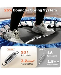 Bcan SP2 48" Blue Foldable Mini Trampoline, 440lbs Capacity, Adjustable Foam Handle, Indoor/Garden Fitness Rebounder
