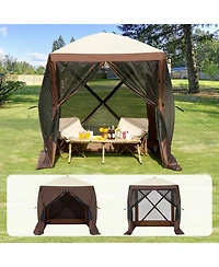 Gouun Pop Up 4-Sided Gazebo Screen Tent 6x6 ft with Mesh Windows, Removable Wind Cloths and Carry Bag