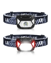 Lepro Battery-Powered Led Head lamp, 6 Modes 200LM Super Bright with Adjustable Headband, IPX4 Waterproof for Camping and Outdoor, 2-pack