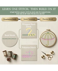 Gnuadz Embroidery Book Fabric Pages 32 Stitches Learning Order Diy Sewing Kit Floral Motifs Practice Patterns Basic Intermediate