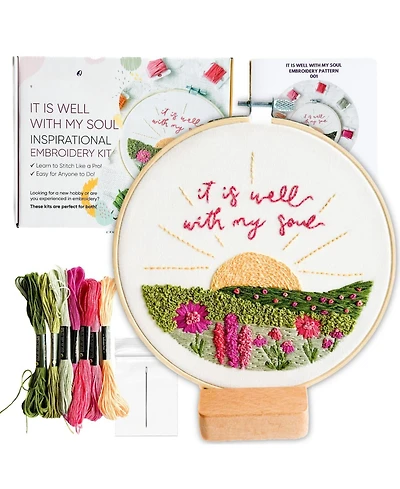 Gnuadz Elly Grace Embroidery Kit Hoop Beginners Adults Thread Included It Is Well