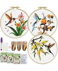 Gnuadz 3 Sets Hummingbird Embroidery Kit Cross Stitch Set