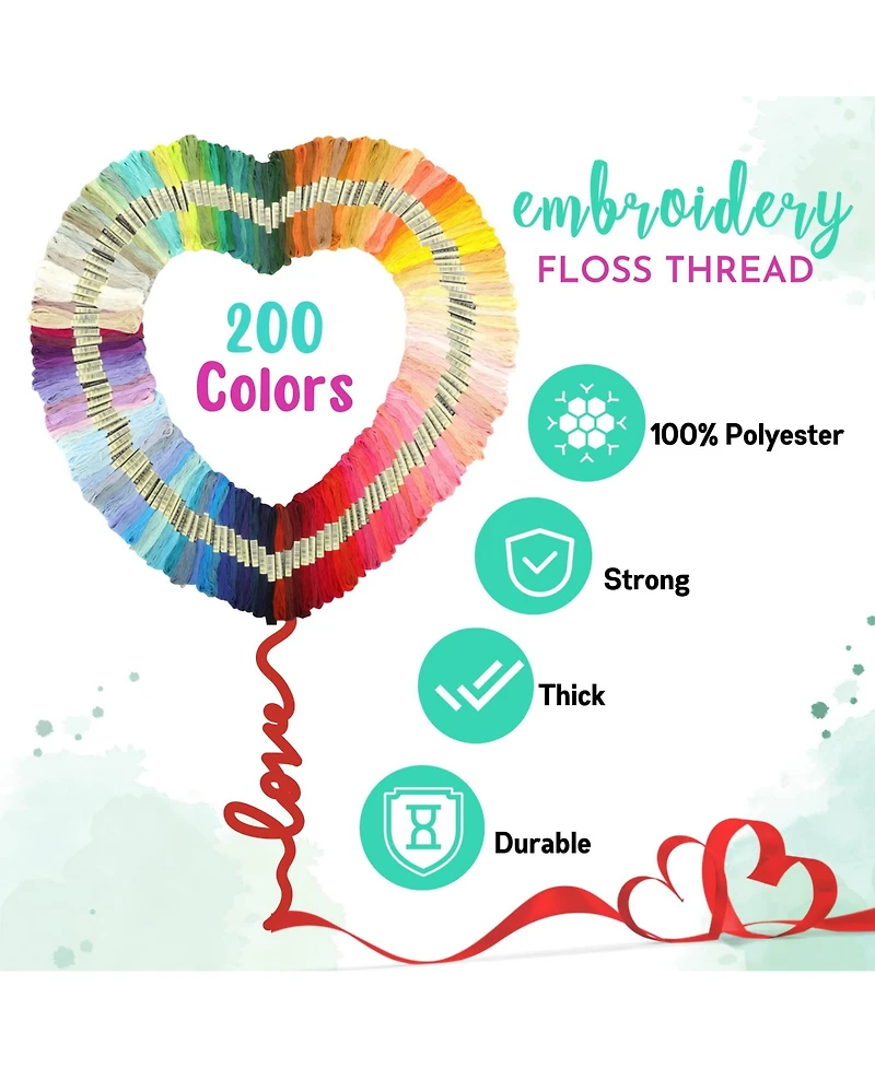 Gnuadz 200pieces Embroidery Floss Rainbow Thread Cross Crafting Strings