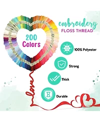 Gnuadz 200pieces Embroidery Floss Rainbow Thread Cross Crafting Strings