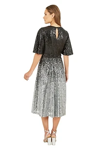 Yumi Women's Ombre Sequin V-Neck Midi Dress