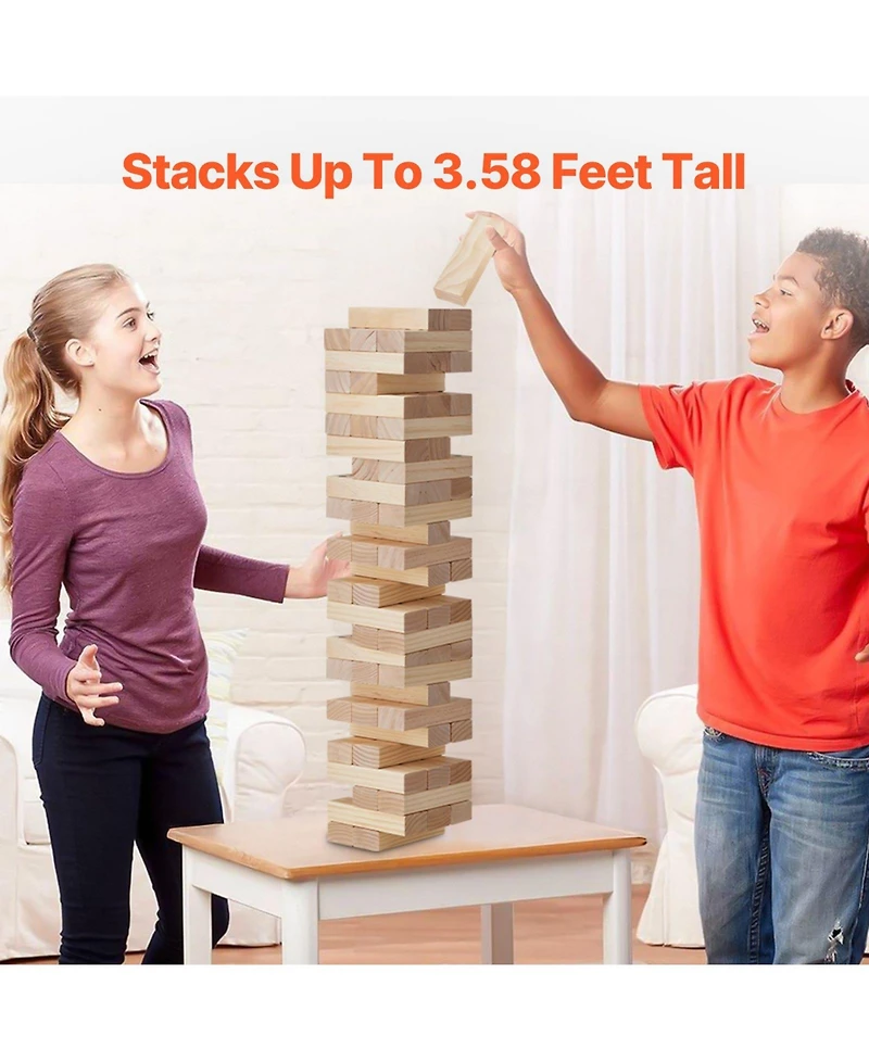 Mecale Large Tumbling Tower 54 Pine Wood Blocks with Carry Bag and Scoreboard